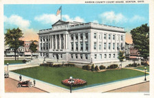 c1920 Hardin County Court House Cars People Kenton OH P551