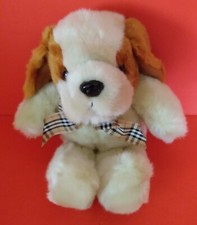 Cute Soft Plush White Brown Sitting Puppy Dog