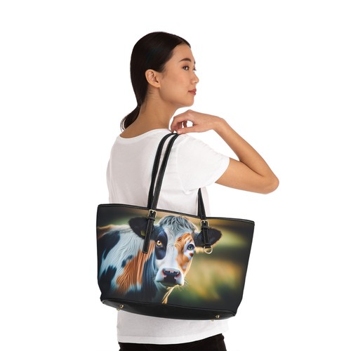 Bolso de hombro de cuero de vaca Moo - Elegante bolso de mano para todos los días, elegante cartera, regalo para - Imagen 6 de 9