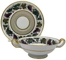Spode Kent Celadon Y6511 Cream Soup Bowl & Saucer, VGC