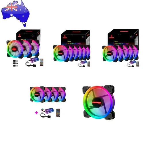 COOLMOON 12cm RGB Small 6 Pin Quiet PC Case Cooling Fan with Controller Kit