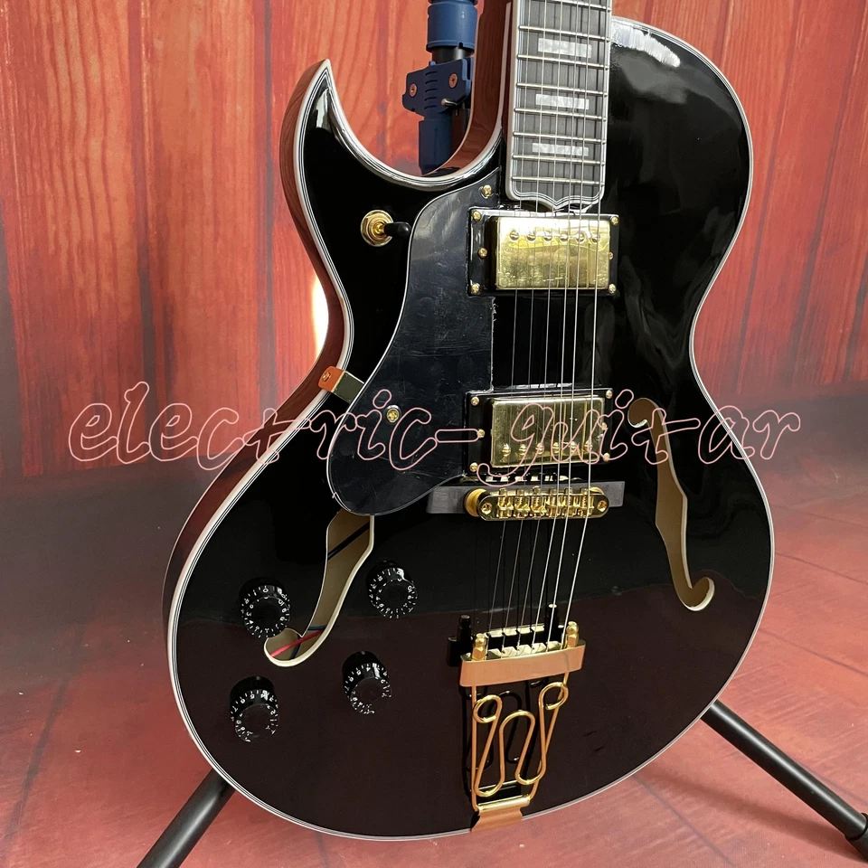 Metallic Byrdland Black Left Handed Electric Guitar Gold Hardware Mahogay Body - Image 4 of 4