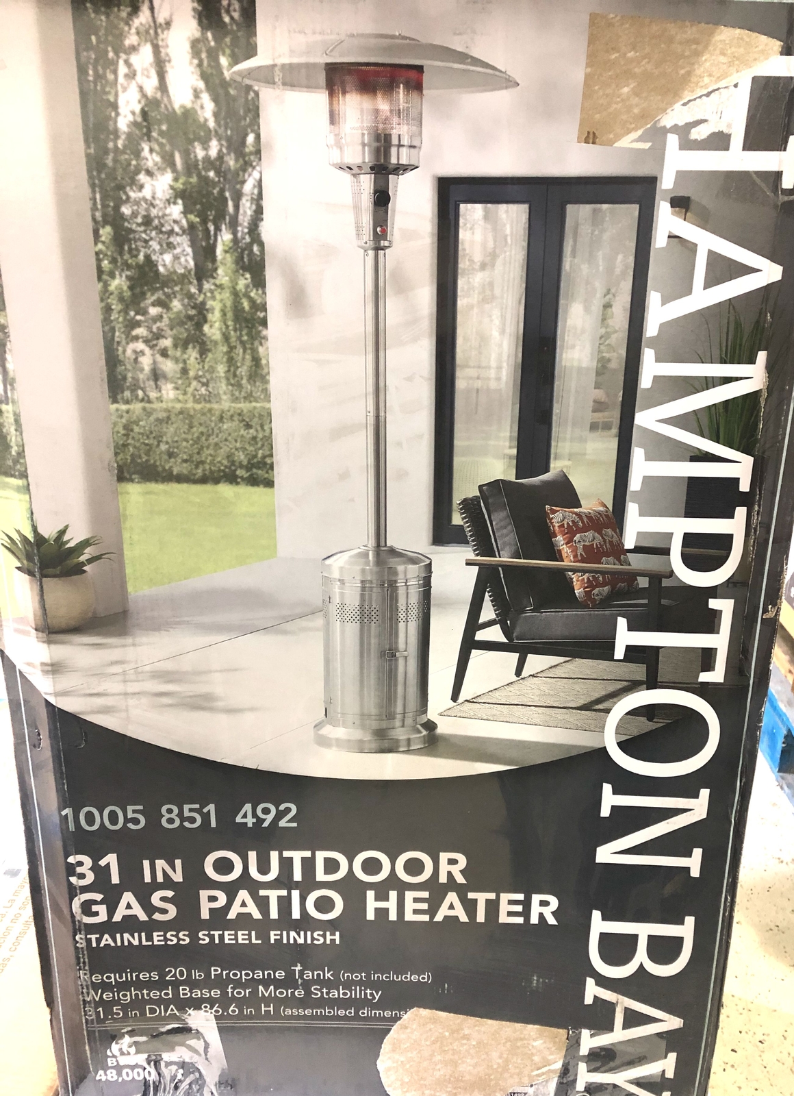 Hampton Bay 48000 BTU Stainless Steel Patio Heater New | eBay