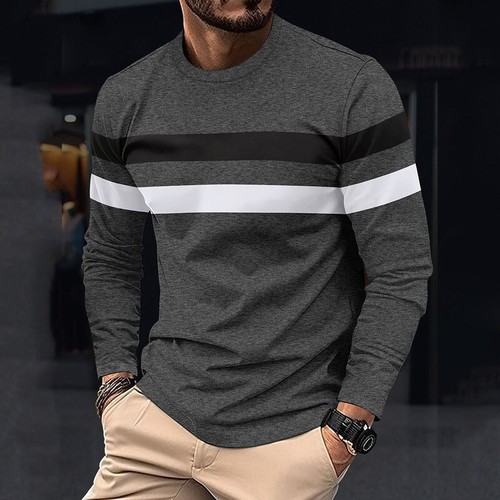 Camisetas básicas Moda Informal Manga Larga Pullover Calce Ajustado Hombres Golf Prendas para el torso Camisetas - Imagen 16 de 26