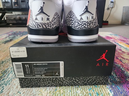 DS 2011 Nike Air Jordan 3 'White Cement' (Size 11) 1 2 4 5 6 7 8 9 10 11 12 - Picture 6 of 7