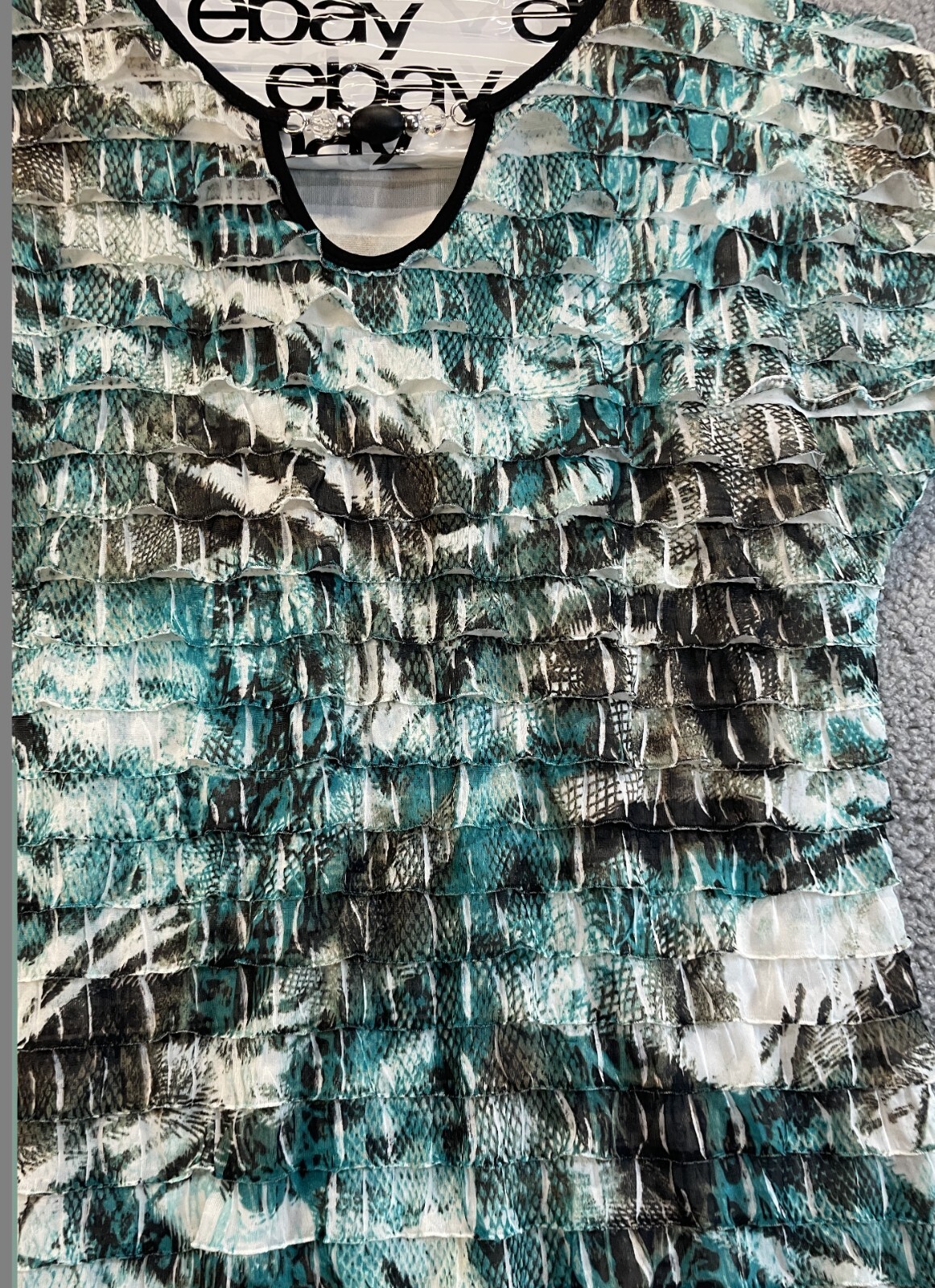 NOTATIONS Ruffled Pullover Cap Sleeve MULTI-COLOR… - image 6