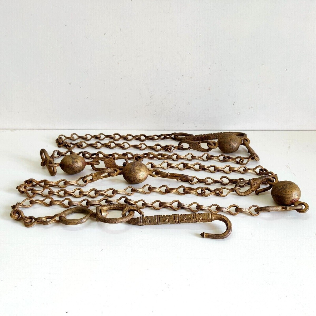 19c Antique Primitive Handmade S Shape Wrought Iron Chain