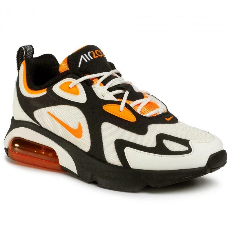 Mens NIKE AIR MAX 200 Black Magma Orange Trainers CI3865 004