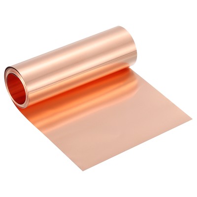 Pure Copper Sheet Roll, 0.08mm 25Ga Thick T2 10Ft x 4in Copper Strip for Craft
