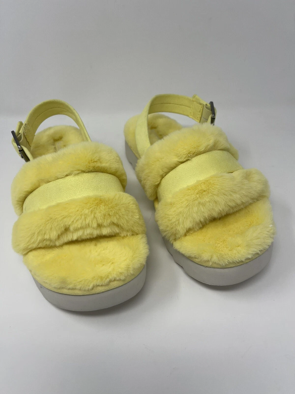 Koolaburra by UGG Adjustable Yellow Slide Sandals Fuzz'd Out Size 8