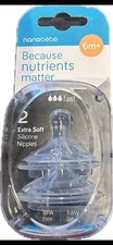 Nanobebe Baby Bottle Nipples  Extra Soft Nipples 1 Box, 2 Pack Fast 6 Months