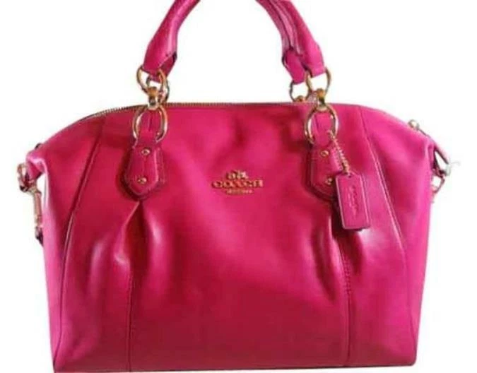 Coach Colette Leather Satchel Shoulder Bag Handbag Purse Pink Ruby Gold $428