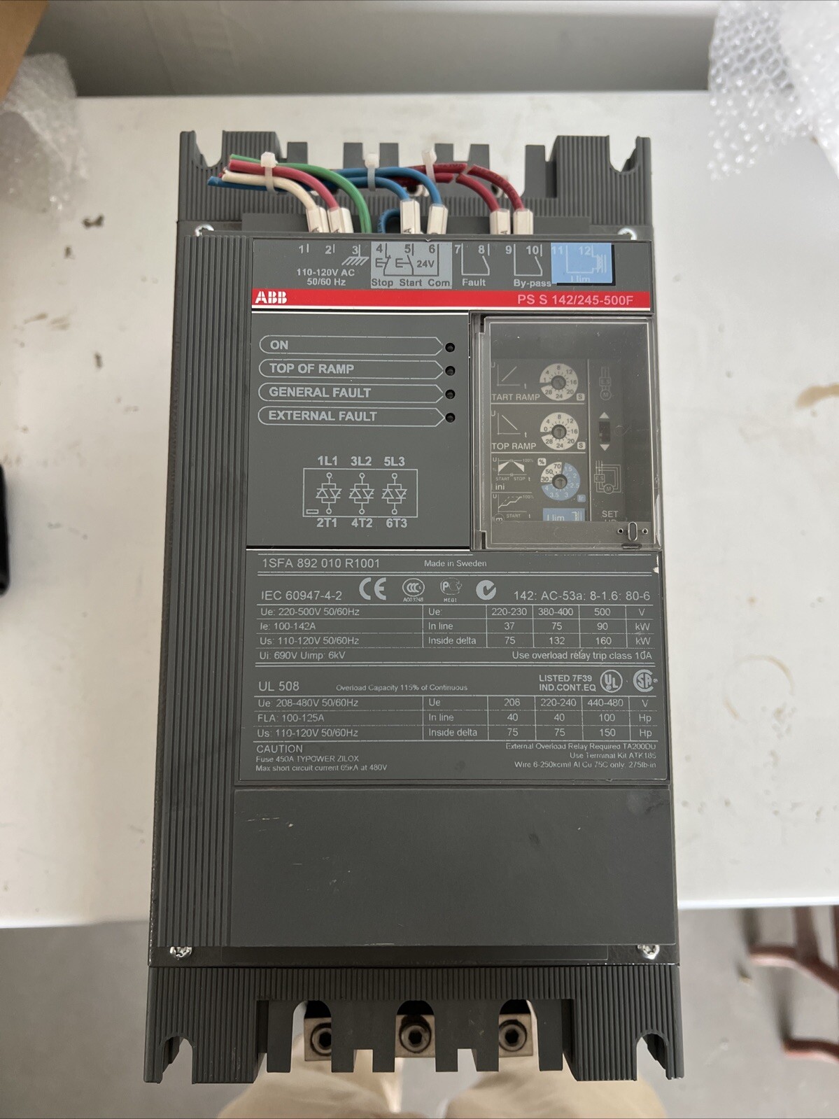 ABB PS S 142/245-500F SOFT STARTER MOTOR CONTROLLER. 1SFA 892 010 R1001 220-500V