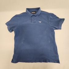 Barbour Polo Shirt Mens XL Blue Navy Pique Logo Preppy Golf Sport Casual