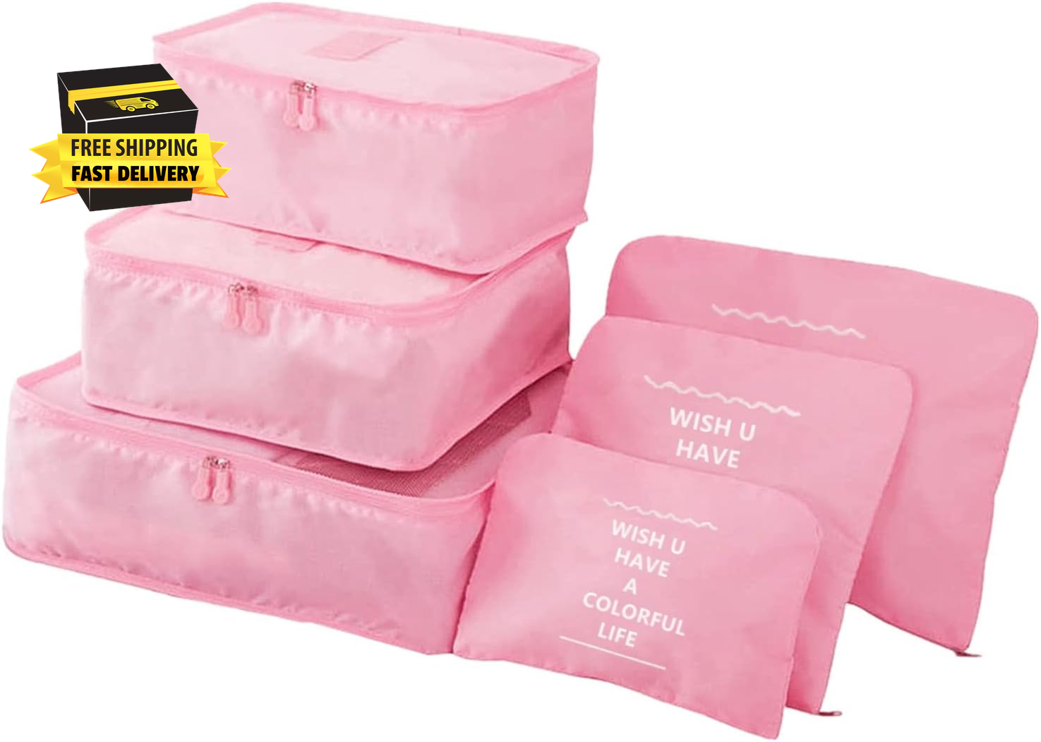 6 Pack Packing Cubes for Suitcases, Travel Luggage Packing Organizers Bags, Carr