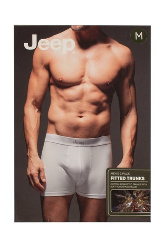 Jeep Mens Hipster Trunks Cotton Rich Plain Fitted Assorted Colours- 2 Pack Boxed - Picture 3 of 13