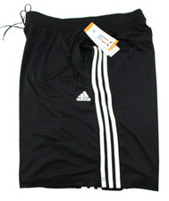 NWT ADIDAS 3-Stripe Men 2XL Black /White Stripes 2 Zippered Front Pockets Shorts