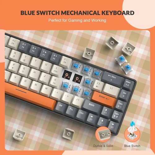 RK-T8 Wired TKL 65% Mechanical Gaming Keyboard RGB + C Cable for PS4 PS5 Xbox PC - Picture 8 of 29