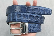Blue Genuine CROC Leather SKIN MEN'S Belt - W 1.5 inch