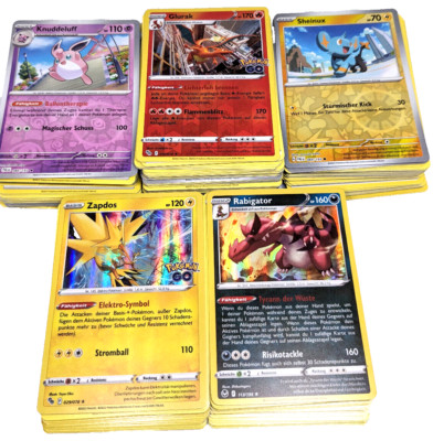 Pokemon Karten Sammmlung 50 Karten mit seltenen Glitzer Holo Original Deutsch