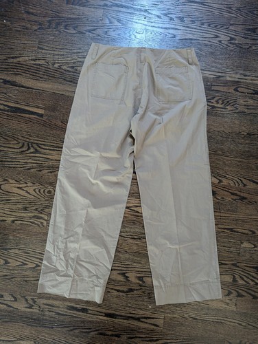 Theory Womens Pants Size 34 Tan Crepe Light Cotton Wide Leg Trousers Flat Front - Picture 2 of 8