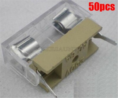 50Pcs Panel Mount Pcb Fuse Holder Case W Cover 5X20MM New Ic nc