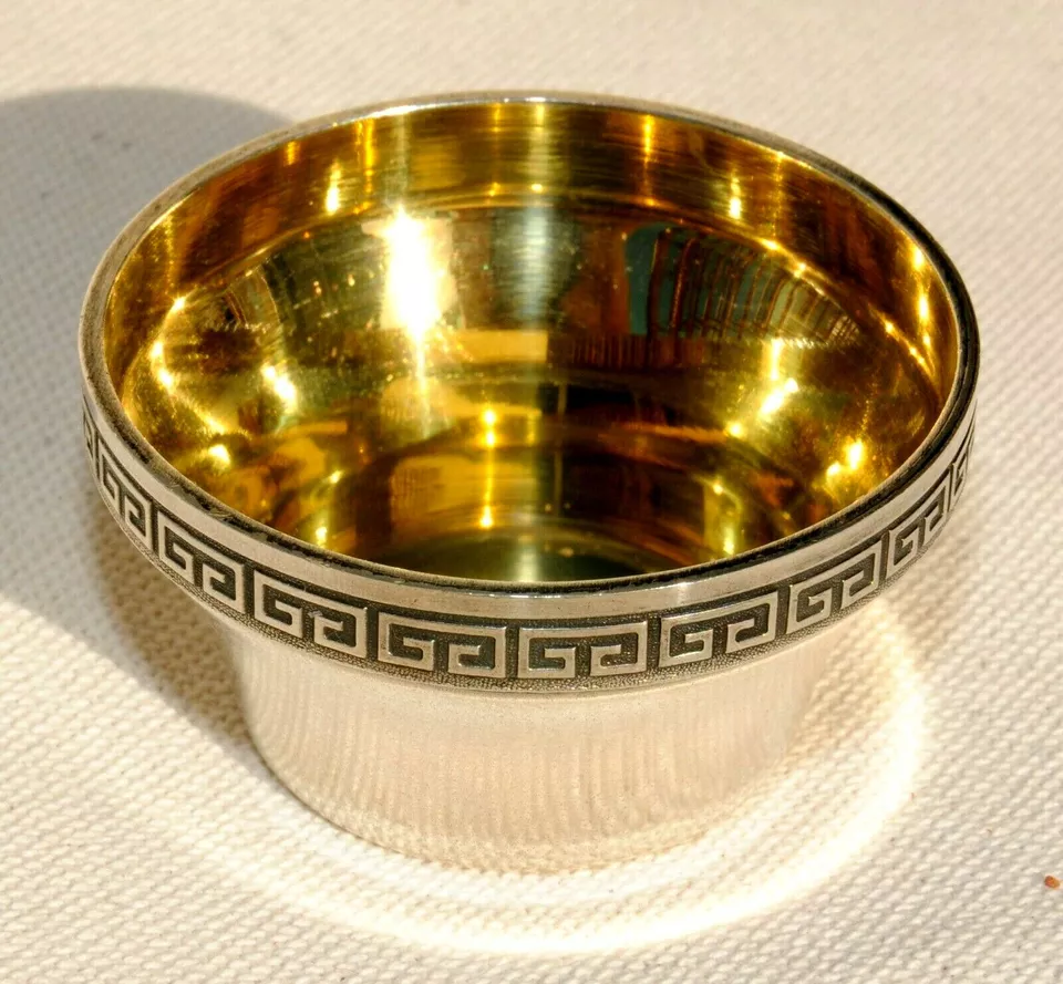 俄罗斯 SOVIET 银盐 CELAR 茶 KOVSH BOWL EGG CUP PAN PIN GOLD GOBLET BOWL — 第 3/4 张图片