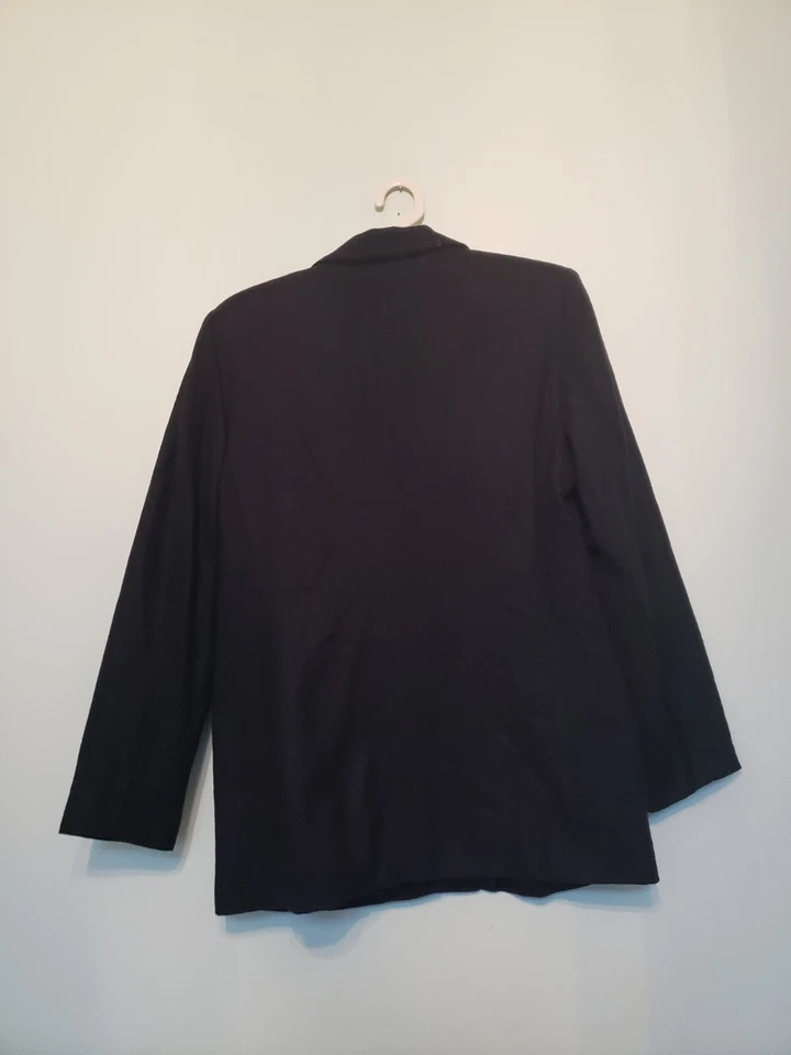 Traje Blazer Chaqueta Herman Geist Mujer S 100% Lana Forrada Azul Marino Carrera Oficina Foto 2 de 4