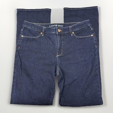 LANDS END Sz 10 Bootcut Fit 2 Dark Wash Mid Rise Stretch Denim Jeans 31"W   EX  