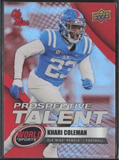 Khari Coleman 2025 Upper Deck World of Sports Foilboard Red #329 Ole Miss Rebels