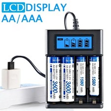 LCD Intelligent Fast Battery Charger for Rechargeable AA AAA NiMH NiCD Batteries