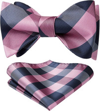 Bow Ties for Men Check Plaid Self Tie Bow Tie and Pocket Square Bowtie Formal Tu