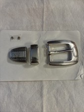 Nickel Western Cowboy Belt Buckle Set of 3 Stylish Fits 1" Belt