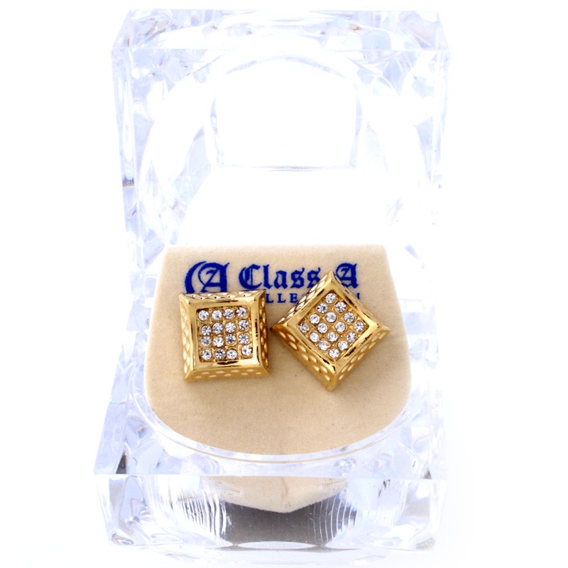 Шкатулка для украшений Iced Out Ohrstecker - ПРЯМОУГОЛЬНАЯ золотая 1790₽