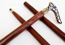 Vintage Brass Handle Antique Style Victorian Brown Cane Wooden Walking Stick .