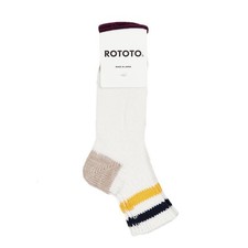 Rototo Two Stripe White / Navy / Yellow