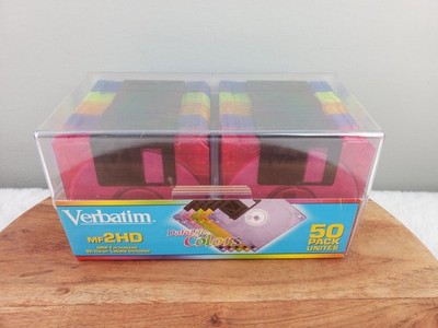 Verbatim DataLife Colors 50 Pack Disks in Storage Case MF 2HD IBM Formatted NEW