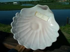 VINTAGE CAMBRIDGE CROWN TUSCAN COMPOTE - PINK MILK GLASS SHELL