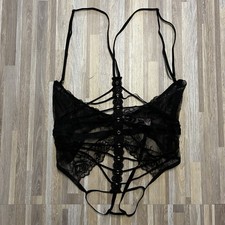 Victoria's Secret strappy Black lace corset Teddy XL
