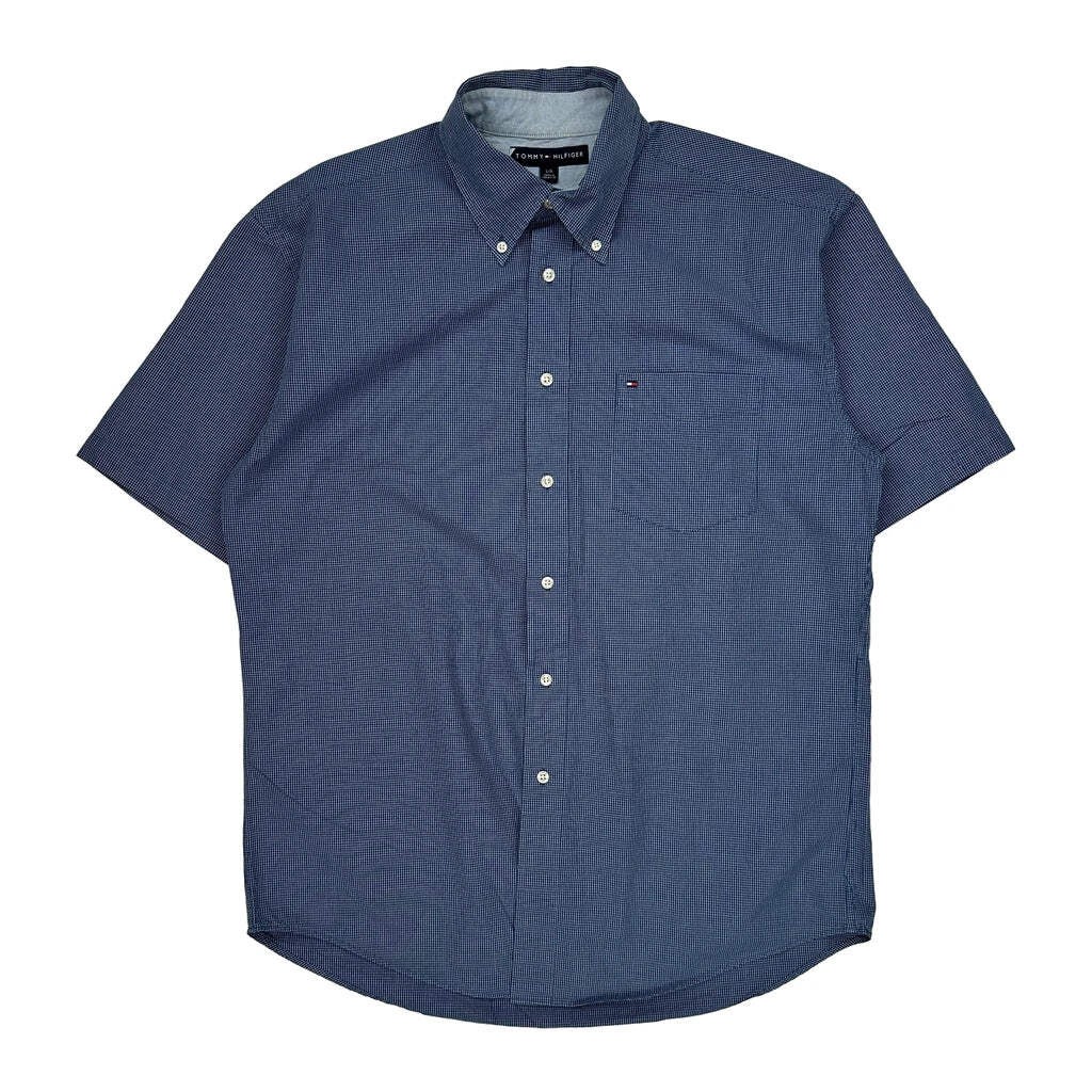 Tommy Hilfiger Checked Short Sleeve Shirt - Large Blue Cotton