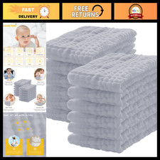 12 Pack Extra Soft 100 Cotton Muslin Burp Cloths - Large 20"x10" Absorbent Baby
