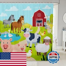 Feelyou Farm Animal Shower Curtain 72"x72" Pig Dog Cow Goat Duck Waterproof for
