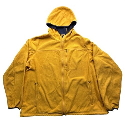LL Bean Polartec Windbloc Fleece Hoodie Jacket Mens XXL Full Zip Yellow 251298