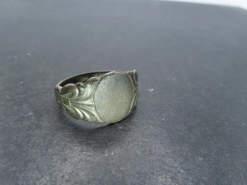 Antique Coin Silver Signet Ring, Hallmarked, Size 11, 4.4g