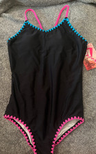 Kanu Surf Girls one piece swimsuit New Size 14 black/pink summer swim