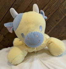 VTG Eden Floppy Pastel yellow velour baby Cow pink satin ears plush toy Lovey