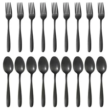 24-piece Black Forks and Spoons Silverware Set, Stainless Steel 