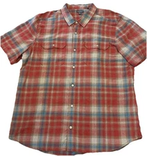 Toad & Co Men's Everyday Outside NWOT Cot/Poly Shirt XXL Collar, S/S, Plaid Red