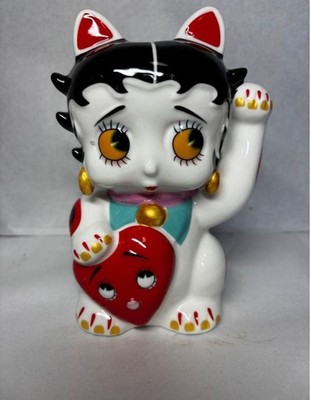 Betty Boop Maneki Neko Ceramic Figure 16cm Lucky Cat Retro Decor Unused Japan