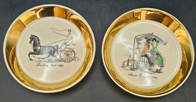 WADE Porzellan Goldrand Schmuck Pin Geschirr Dampf Dreirad & Bruchwagen